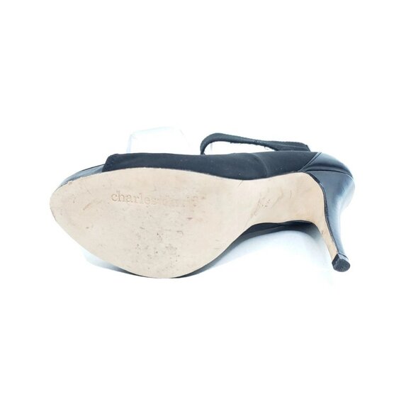 Charles David Black Cutout Peep Toe Stiletto Booties Leather Sole 7.5 - Picture 5 of 8